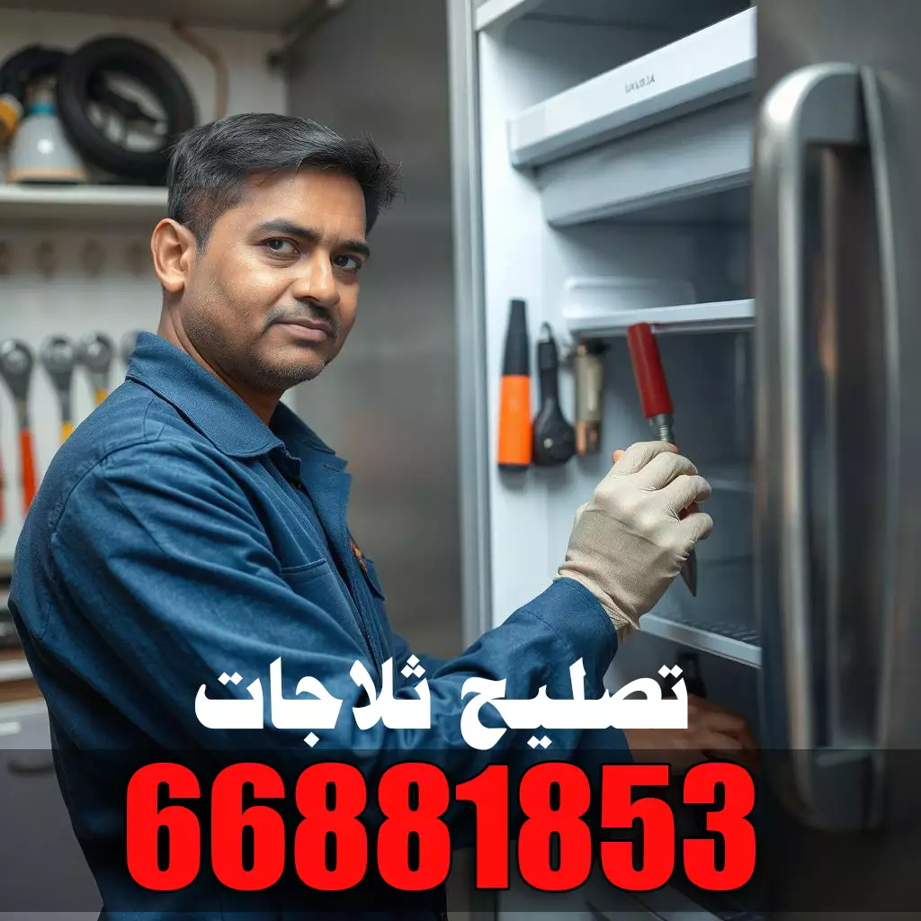 تصليح ثلاجات الكويت | فني هندي لصيانة الثلاجات والفريزرات 11 فني تبريد هندي يفحص ثلاجة حديثة ضمن خدمات تصليح الثلاجات في الكويت