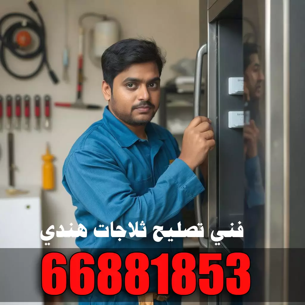 تصليح ثلاجات الكويت | فني هندي لصيانة الثلاجات والفريزرات 10 فني ثلاجات هندي أثناء عمله في الكويت داخل ورشة صيانة حديثة