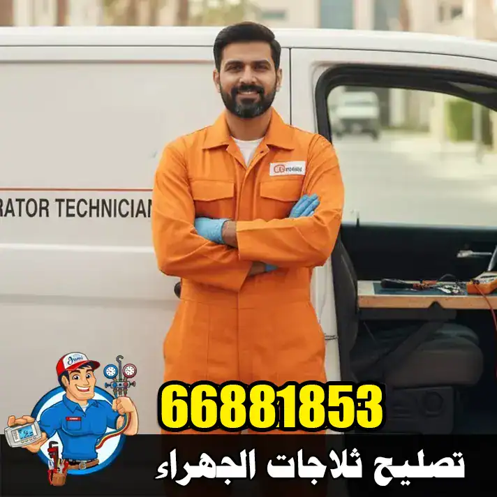 تصليح ثلاجات الكويت | فني هندي لصيانة الثلاجات والفريزرات 9 فني ثلاجات في منطقة الجهراء يقف بجانب سيارة الخدمة قبل بدء فحص وإصلاح أعطال الثلاجة
