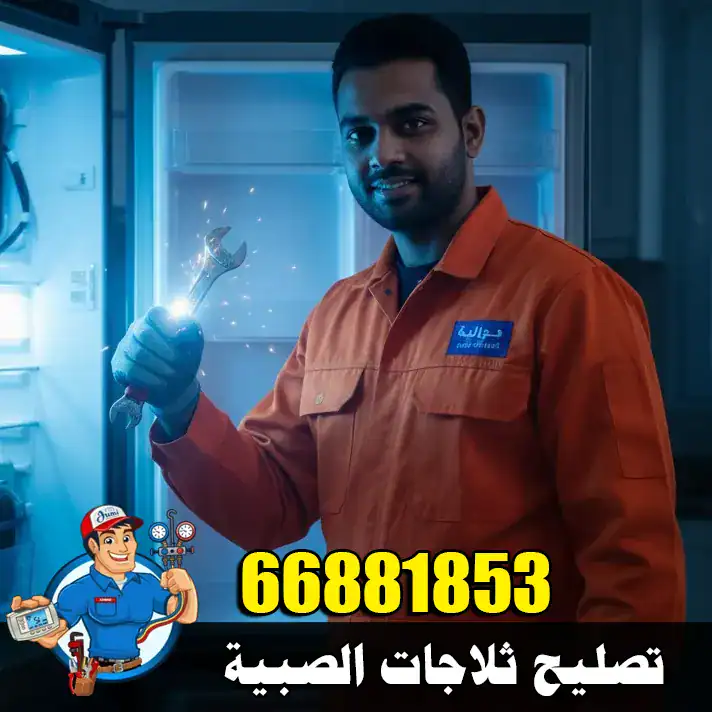 فني صيانة في منطقة الصبية يفحص ثلاجة منزلية لتحديد سبب ضعف التبريد بدقة