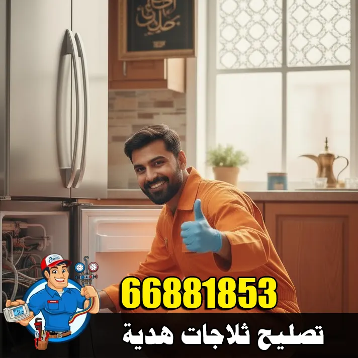 تصليح ثلاجات هدية 1 فني ثلاجات في هدية يفحص ثلاجة منزلية للبحث عن سبب ضعف التبريد