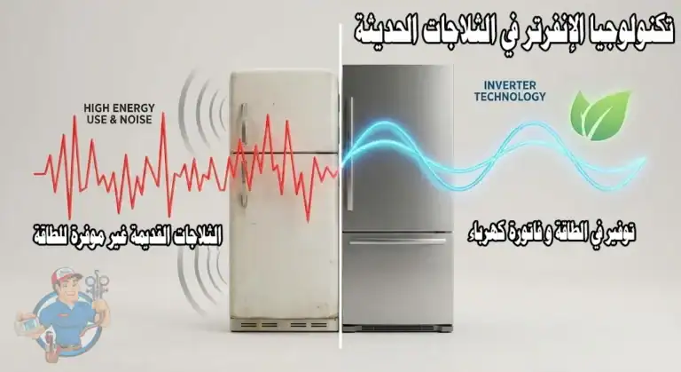 الفرق في استهلاك الطافة بين تكنولوجيا الإنفرتر في الثلاجات الحديثة و الاستهلاك العالي في الثلاجات القديمة